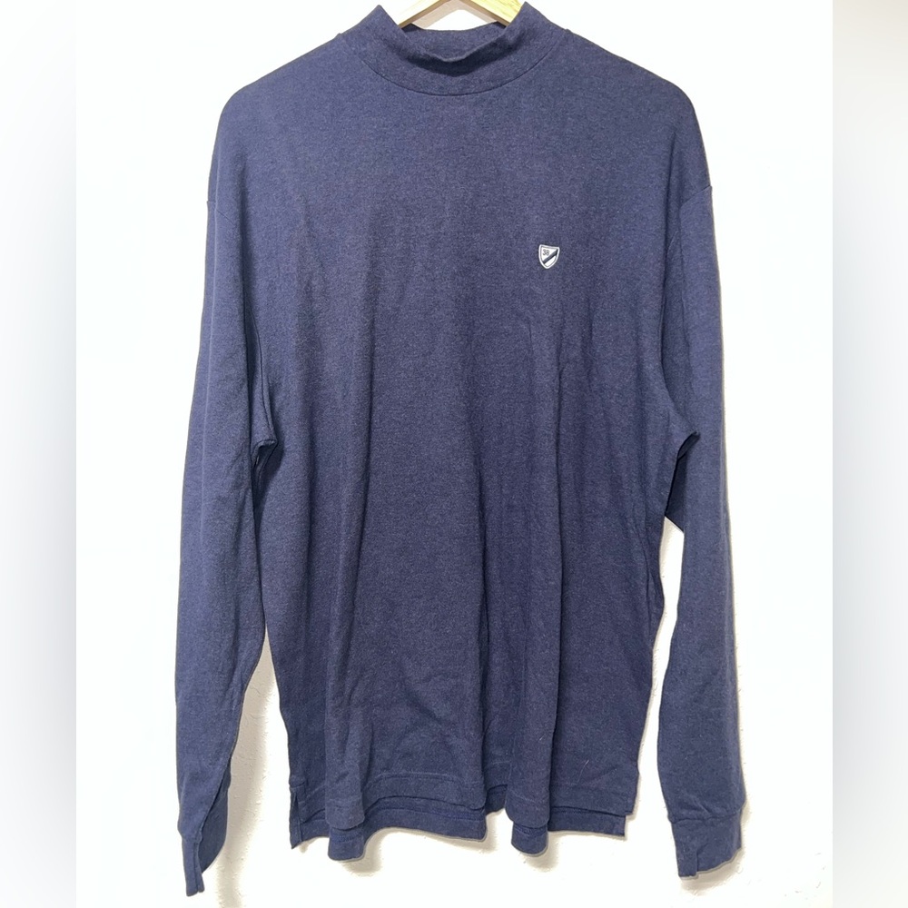 NWT‎ Daniel Cremieux Men’s Long-sleeve Mock Turtleneck Shirt. 100% Cotton Blue